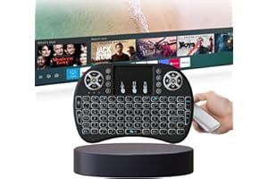 EKLAT Mini Clavier sans Fil Rétroéclairé 2.4GHz avec Touchpad Intégré – Clavier Portable AZERTY pour Android TV Box, PC, Smart TV – Rétroéclairage 3 Couleurs – Noir