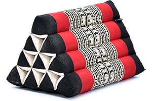 Leewadee Poduszka Trójkąt – Wygodne Oparcie do Telewizora lub Czytania, Ukośna Poduszka Relaksacyjna Wykonana z Ekologicznego Kapoka, Czarny Czerwony
