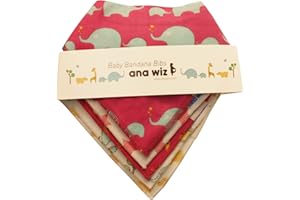 ANA WIZ Bandana babero para bebé, 100% algodón orgánico, juego de 5 diseños exclusivos (para niña)