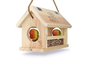 WILDLIFE FRIEND Wildtier Herz | Mangeoire Oiseaux Exterieur en Bois - Maison Oiseaux, Distributeur Suspendu Imperméable D’extérieur - Mangeoire pour Oiseaux Sauvages Toutes Saisons.