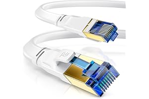 CSL-COMPUTER CSL CAT.8 Network Cable Flat 40 Gbits LAN Cable Patch Cable CAT 8 High Speed Gigabit RJ45 Ethernet Cable 4000 Mbits Fibre Speed Ribbon Cable Installation Cable White
