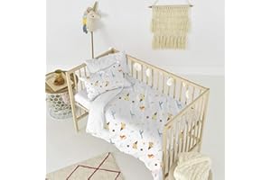 VARIOUSS Funda Nórdica Bebé + Funda Almohada – Juego de Cama 2 Piezas – Ropa de Cuna Infantil Suave y Transpirable, Tejido Algodón 100% (Mod. G, 90x120cm Cuna Estándar)