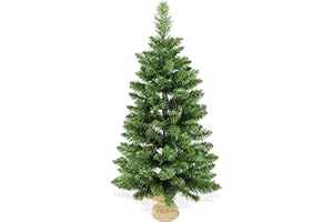 BOP Albero Di Natale Pinetto Argo 90 Cm, Fogliame Folto e Realistico In PVC, Base In Juta | Albero Di Natale Piccolo Da Appoggio Già Pronto | Alberello Artificiale Slim Salvaspazio Da Tavolo