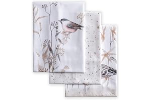 Maison d' Hermine Meadow Florals-Brown 100% bawełna, zestaw 3 wielofunkcyjnych ręczników kuchennych, ręczniki barowe, wiosna/lato (50 x 70 cm)