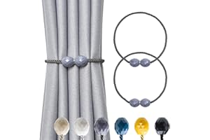 Pretty Jolly magnetische Vorhang Raffhalter, Handgeflochtener Seilvorhanghalter, Elegante dekorative Polyeder Vorhang Krawatte Rücken für Haus & Büro Fenster Drapery, Grau, 2 Stück