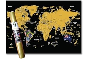 Global Walkabout Scratch Off World Map with Flags background – Deluxe XXL A1 Travel Size World Map Poster – Countries and Facts – Travel Gift (Black)