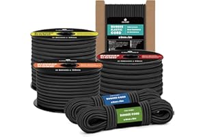 Kamu Synber Corda Elastica 6mm x 30m Cordino Elastico Corda Gomma per Teloni, Camion, Barca, Bagagli, Piscina | Nero