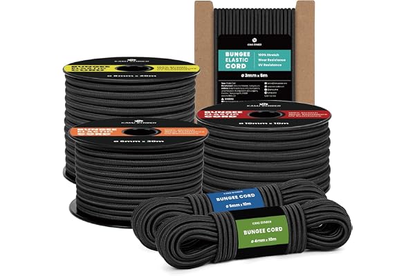 Gummirep 3mm x 5m Gummisnöre Gummilina Elastiskt Snöre | 100% Stretch, Ytterpolyester, Innergummi, Camping, Gör-det-själv, Sl