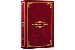 Lanpn Fotoalbum 10x15 300, Traditionell Kunstleder Einstecken Einsteckalbum für Querformat Fotos Bilder Rot