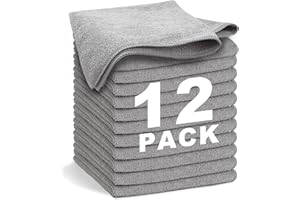 WEAWE® Mikrofasertücher - Serie 2100 (33x33cm) Superweiches, Hochsaugfähiges putztücher Lappen küche, wiederverwendbar, fusselfrei, waschmaschinenfest Microfasertücher Grau (12 Stück)