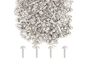Werownsgso 200 Pièces Attaches Parisiennes，8x16mm Mini Brads Métal avec Tête Ronde,Brads pour Scrapbooking Décoration, DIY Loisirs Créatifs, Craft Papier Estampage Accessoires (Argent)