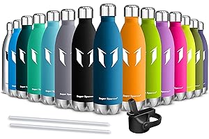 Super Sparrow Gourde Isotherme - Bouteille Isotherme - 350ml/500ml/750ml - Bouteille d’eau isolée sans BPA + Paille (2 Bouchons)- Anti-fuite Gourde Inox pour Sport, Gym, Voyage, Randonnée, Enfant