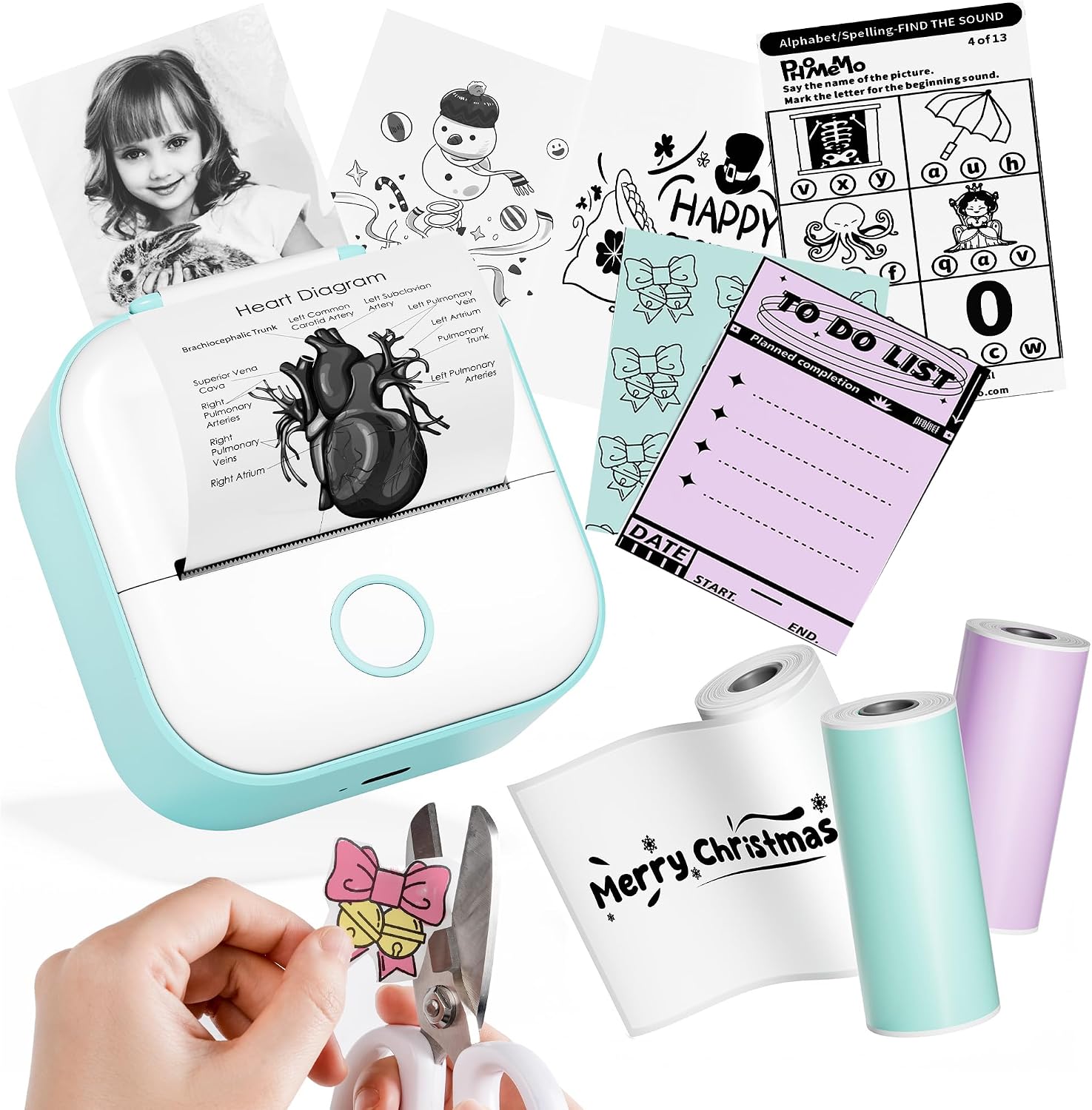 Phomemo T02 Impresora Fotos Movil, Impresora Térmica Sin Tinta, Impresora Portátil para Estudiantes, Impresora Multifuncion para Teléfono y Tablet, Impresora Pegatinas Bluetooth para Estudio