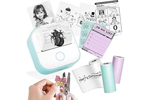 ‎PHOMEMO Phomemo Mini Drucker, T02 Sticker Printer, Fotodrucker für Smartphone mit 3 Rollen Etiketten, Bluetooth Aufkleber Drucker, Handy Mini Thermodrucker für Studiennotizen, DIY Erstellung, Fotos, Grün