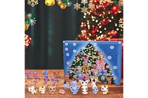 BOSSETY Calendario de Adviento de juguetes 𝐋𝐏𝐒 2024 | Calendario de Adviento de 𝐋𝐢𝐭𝐭𝐥𝐞𝐬𝐭𝐬 Petshops | Calendario de cuenta regresiva navideña con figuras misteriosas de dibujos animados 𝐋𝐏𝐒