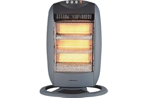 BELACO Electric Heater 3 Bar Halogen Heater with 3 Heat settings Heaters for Home, 1200W Portable Heater 90 Degree Oscillation Room Heater Compact Carry Handle Heaters Safety Tip Over Switch Gray