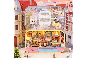 CUTEROOM Box Theatre Miniature Kit, Diy Miniature House Kit with Furniture Mini Dolls House Kit for Teens Adult Birthday Gift (Lucky Market)