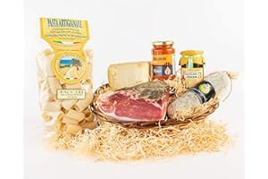 Cesta Regalo Formato Famiglia | Cesta Regalo a base di Salumi, Formaggi e Prodotti Artigianali Toscani | In Regalo biglietto d'auguri personalizzato | Salumificio Artigianale Gombitelli