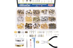 GLARKS Kit de 950 piezas de suministros para hacer joyas con herramientas, alicates, cables, accesorios, herramientas de medición para pendientes, collares, reparación