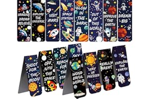 Segnalibri Magnetici Spazio Con Frasi Per Bambini Bambino, AOBETAK 16 Pcs Magnei Bookmarks Spazio Per Uomo Donna Adulti Ragazzo Ragazza