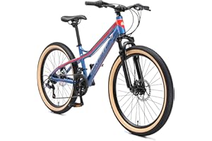 BIKESTAR VTT Vélo Tout Terrain pour Enfants de 10-13 Ans | Bicyclette 24 Pouces 21 Vitesses Shimano, Hardtail, Freins Disc, Suspension