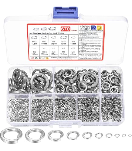 600 Arandelas De Resorte En Espiral DIN 127 - Acero Inoxidable M2 A M12, Kit Profesional Para Tornillos Y Tuercas