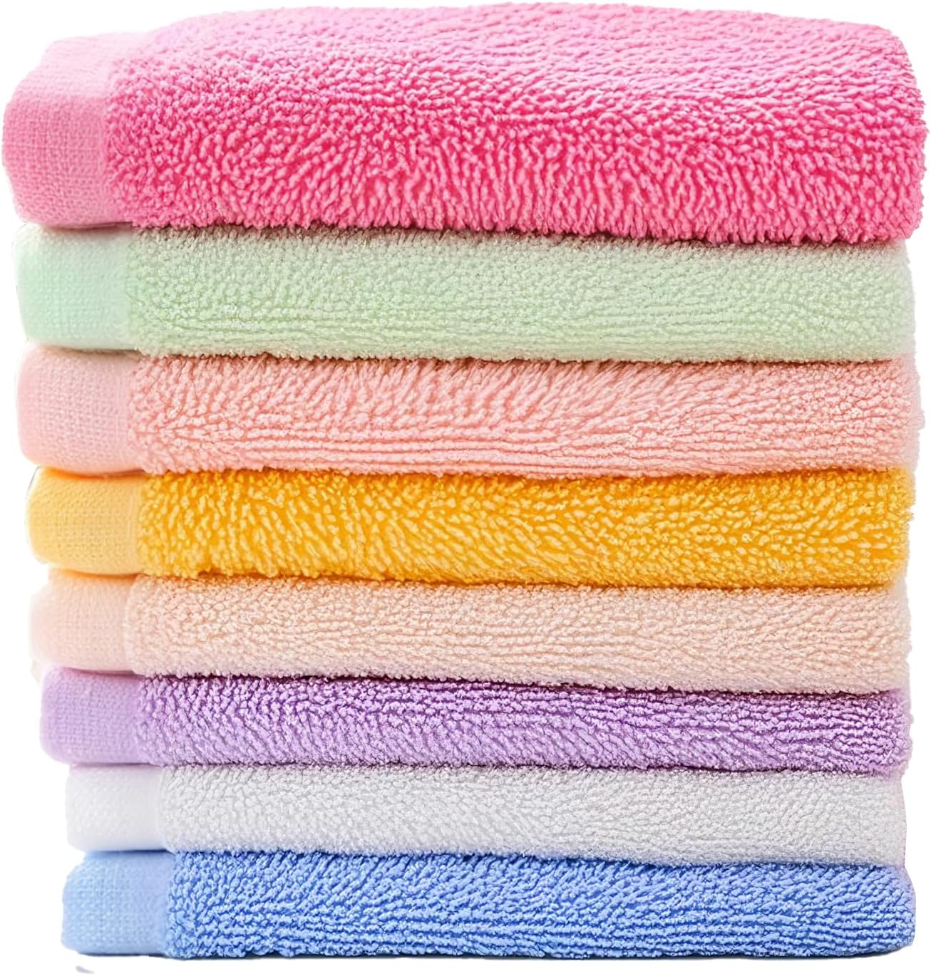 Admygo 8PCS Bamboo Charcoal Fiber Face Cloths, Plain Weave Reusable Facial Cleansing Towels Soft Skin‑Friendly Cleansing Cloth Set for Daily Face Washing Makeup Removal and Home Use