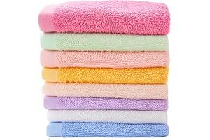 Admygo 8PCS Bamboo Charcoal Fiber Face Cloths, Plain Weave Reusable Facial Cleansing Towels Soft Skin‑Friendly Cleansing Cloth Set for Daily Face Washing Makeup Removal and Home Use