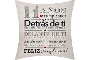 AOCASO 14 cumpleaños de Regalo Fundas de cojín para 14 años de Edad Niñas Niños 14 cumpleaños Feliz cumpleaños Inspirador cumpleaños Funda de cojín para la Hermana Amigos Hija Hijo Nieta Nieto Hermano(14)