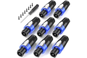 Jumwa 8Pack Speakon Spina audio altoparlante adattatore spina twist lock con cacciavite Compatibile con Speakon NL4FC, NL4FX, NLT4X, NL2FC