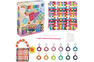 KRUCE Fun Arts and Crafts Toys for Kids,Weaving Loom Kit for Kids,Best Birthday Gifts for Girls 6-12,DIY Craft Kit, Make Potholders and Bracelets