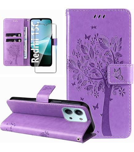 Nodigao per Xiaomi Redmi 14C 4G 5G / 14 C/Xiaomi Poco C75 Cover a Libro Book Pelle PU Portafoglio Magnetica Custodia con Disegni Animale Motivo Antiurto Flip Silicone Bumper Case - Fiore