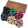 Lolalet Scrunchies for Women Girls, Satin Hair Scrunchies Softer Than Silk Hair Ties, Big Scrunchy Ponytail Holder with Elastic Hair Bands for Thick Thin Curly Hair -6 Pack, Style D