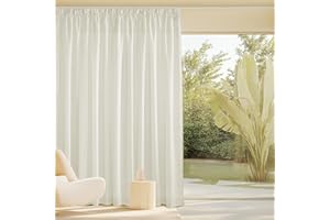 PONY DANCE Cortinas Lino Natural 300x220cm(AnchoxAlto) Visillos Salon Modernas de 3 Metros Translucidas con Ganchos para Riel para Dormitorio/Balcon 1 Pieza