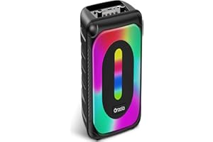 oraolo Cassa Bluetooth Potente con Luci, 24Ore Playtime Cassa Bluetooth Portatile, Loud 40W Altoparlante, TWS Pairing/Entrata Microfono/TF Card/USB/AUX per Partito Domestico All'aperto Nero