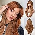 Honygebia Ginger Wig with Fringe - Auburn Wigs for Women, Copper Red Long Straight Layered Hair, Natural Synthetic Heat Resistant - Best Wigs for Halloween/Fancy Dress/Cosplay/Party