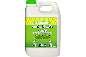 CLAIRLAND Bidon Anti-DépÃŽts Verts Toitures, Terrasses, Dallages, Murs, Concentré à diluer, 2.5L, CLAIRMOUS2500, Vert