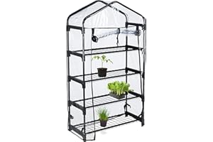 Relaxdays Gewächshaus Balkon, PVC-Folie, Stahl, HxBxT: 125 x 69 x 29 cm, Foliengewächshaus 4 Ebenen, schwarz/transparent