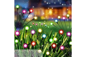 FIFLYING Lampade solari per esterni giardino RGB 7 colori, 4 pezzi 8 LED lucciole luci solari per esterni lucciole luce IP65 impermeabile luci solari per pathway yard patio Halloween decorazione di Natale