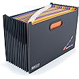 Rapesco 1552 SupaFile Plus 13-Part Desktop Expanding File Organiser Oversized to Fit Files and Folders up to 38.5 cm Wide, A4+, Black with Multi-Coloured Dividers