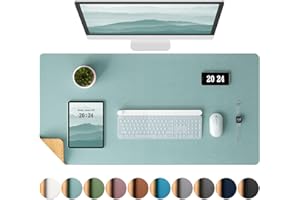 Aothia Desk Pad, ECO Double-Sided Cork and Leather Desk Mat, Non-Slip Mouse Mat, Waterproof/Multifunctional Leather Table Mat for Writing/Playing/Table (80x40cm,Light Blue)