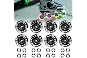 PORFOYO Lot De 8 Roues De Rollers En Ligne 72/76/80 MM Avec Roulements À Billes, Roue De Roller En Ligne, Roues Universelles En Polyuréthane Pour Tous Les Types De Patins À Roulettes (80MM)