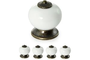 Ganzoo Möbelknöpfe Set aus Porzellan/Keramik weiß/Möbelgriff Türknauf Schrankgriff Schrankknopf Möbelknauf Knauf & Griff Vintage Shabby Landhaus Antik für Möbel Schublade (4 Stück, weiß)