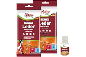 ‎POLIBOY ... PFLEGT WIE NEU Poliboy Leder Feuchttücher - Zur Pflege und Reinigung von Glattleder - Farbauffrischung und Schutz mit Carnaubawachs - 2x 20 Tücher - inkl. Produktprobe - Made in Germany