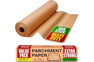 BAKER'S SIGNATURE Baking Paper Roll 38cm x 64m – Non-Stick Unbleached Parchment Paper with Cutter for Baking, Cooking, Grilling, Steaming, Air Fryer – Baker’s Signature