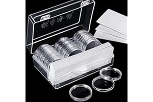 HICARER Porte-Capsules de 46 mm et Joint de Protection pour pièces de Monnaie avec boîte de Rangement en Plastique pour Fournitures de Collection de pièces de Monnaie (30 pièces, 8 Tailles)