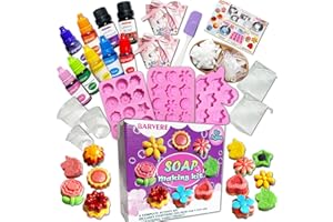 BARVERE Seife Selber Machen Kinder, 500g Seife, 19 Formen, 7 Pigment, 2 Essentielle Öle, 2 Geschenktasche und DIY-Werkzeuge, Seifen Selber Machen Set Erwachsene, Kindergeburtstag Weihnachts Geschenk