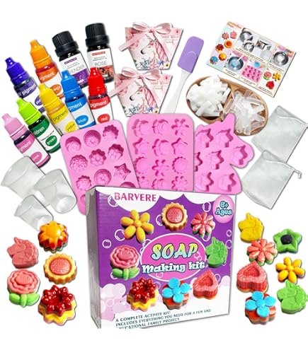 USHOP Zeep Maken Set Voor Kinderen - 500g Zeepbasis Met Vormen En Accessoires