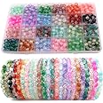 YSWOVUO 2400 Pezzi 48 Colori Perline per Braccialetti, 6mm Rotonde Perline Colorate, Kit Braccialetti Fai Da Te per Gioielli Collane Orecchini, Bracelet Making Kit per Adulti e Bambina