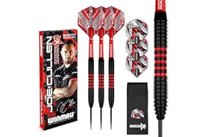 WINMAU Darts Joe Cullen Rockstar 20g Laiton Jeu de fléchettes avec ailettes et tiges de fléchettes et Carte de Score Incluse
